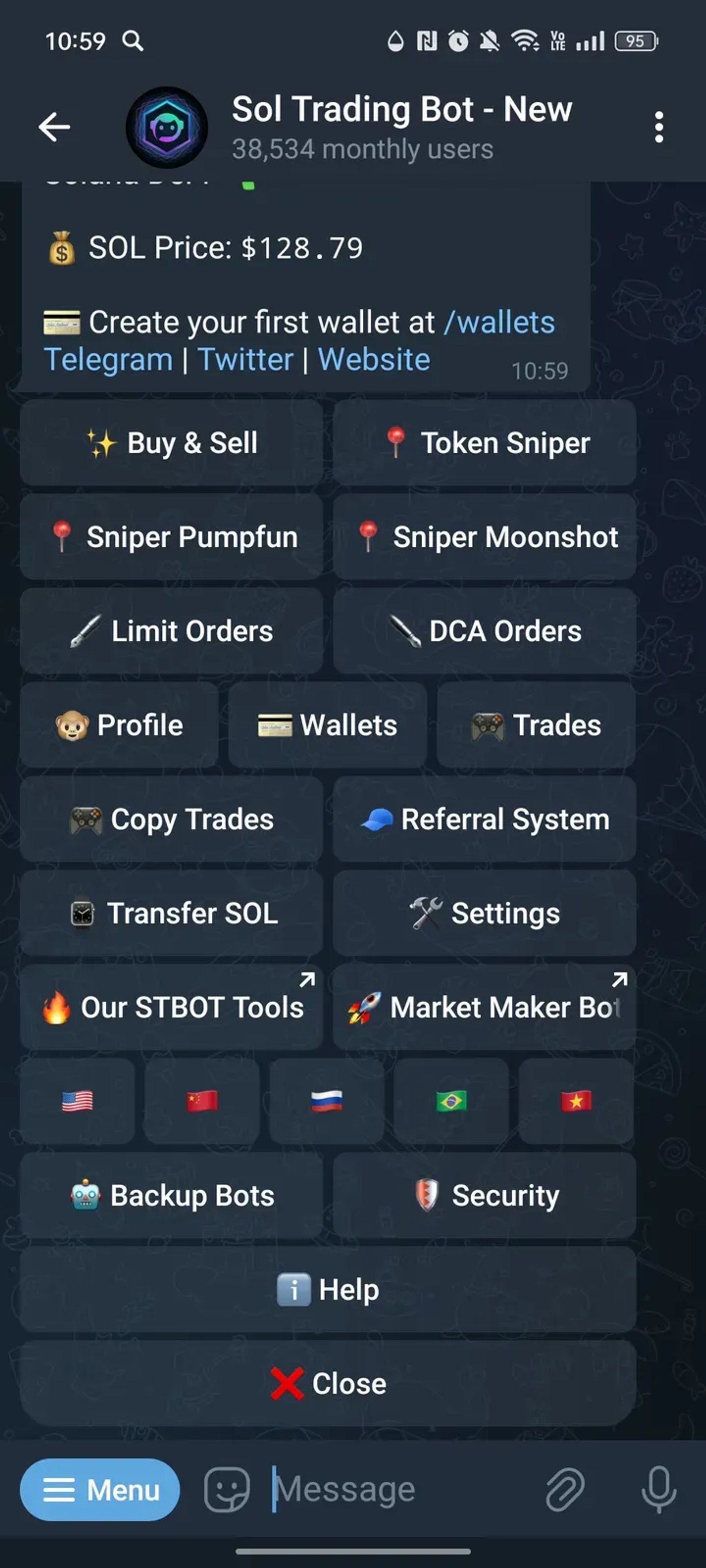 Sol Trading Bot - New в Телеграм — скриншот 2