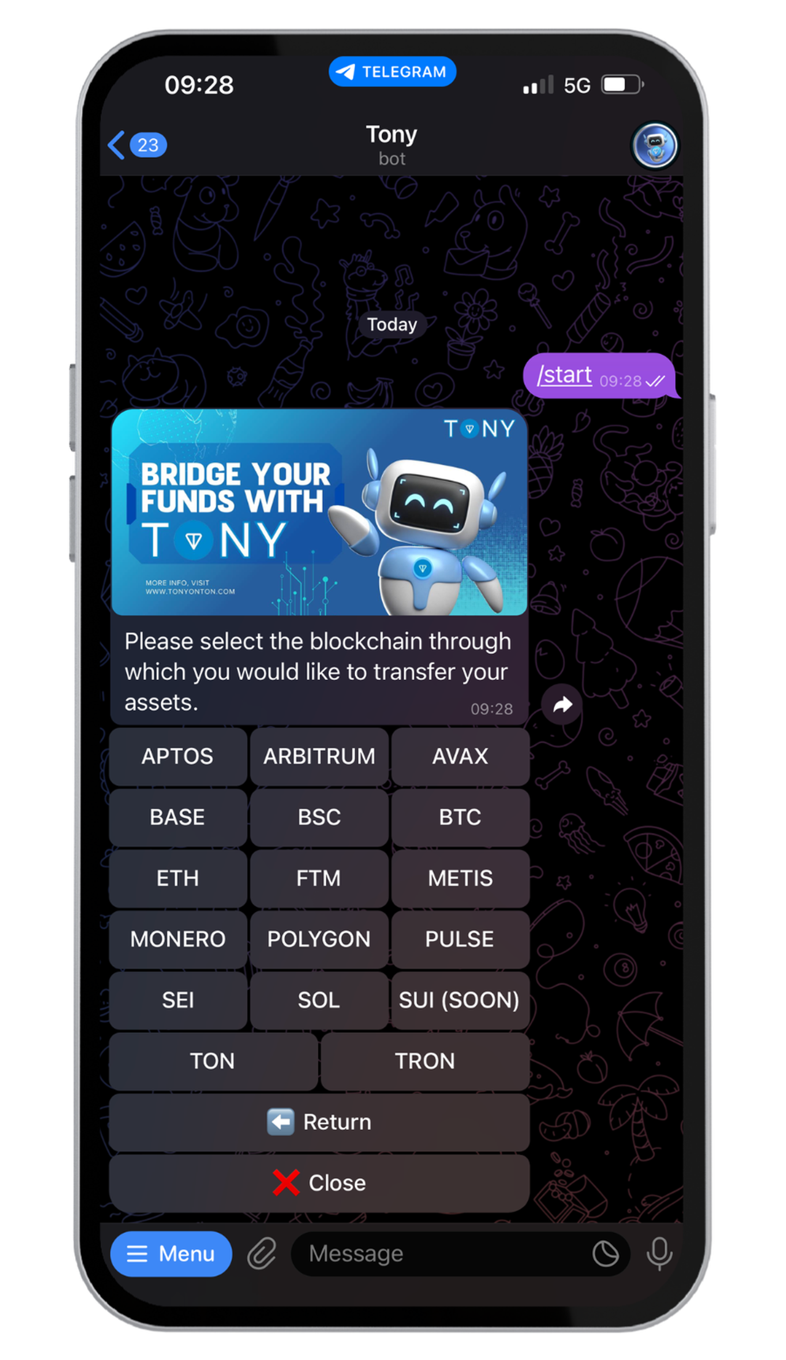 Tony Bridge в Телеграм — скриншот 2