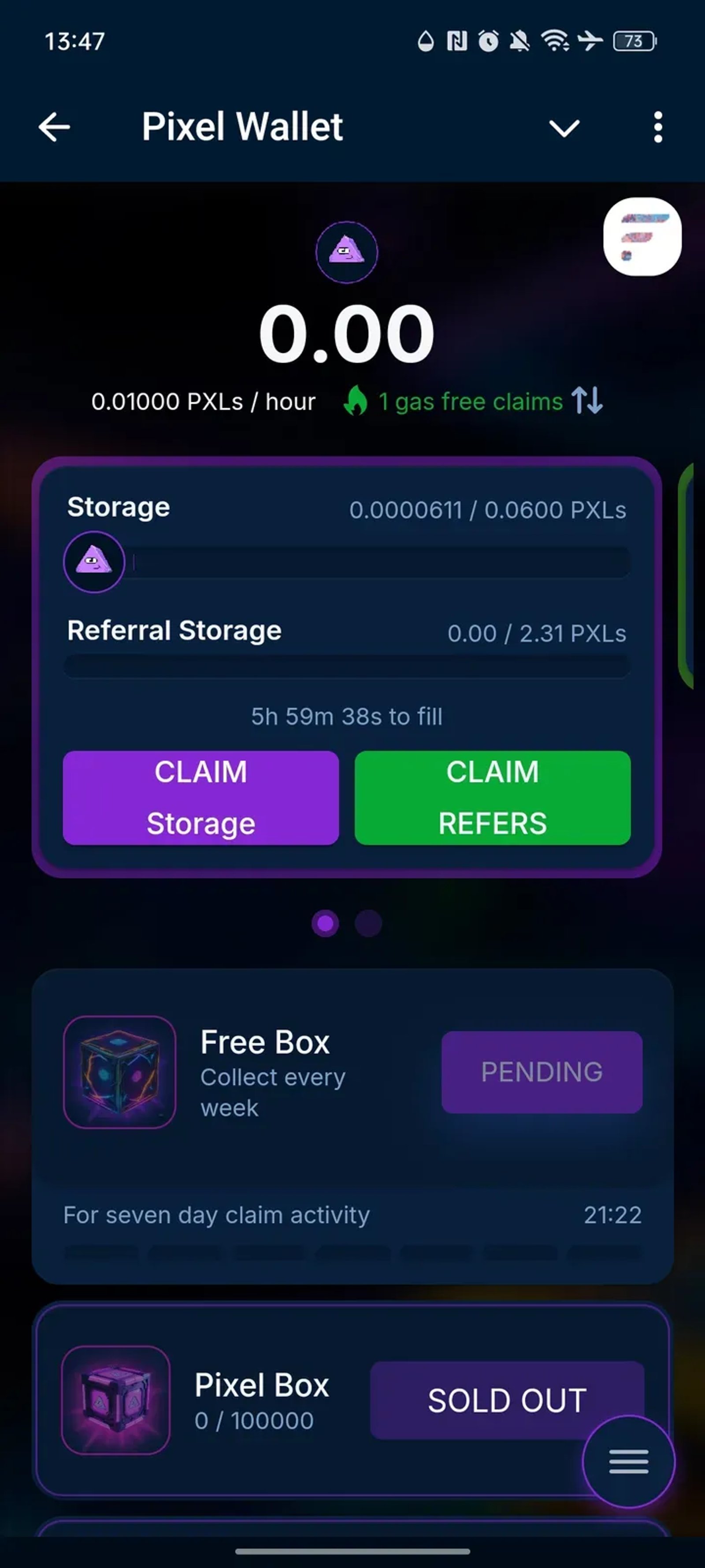Pixel Wallet в Телеграм — скриншот 2