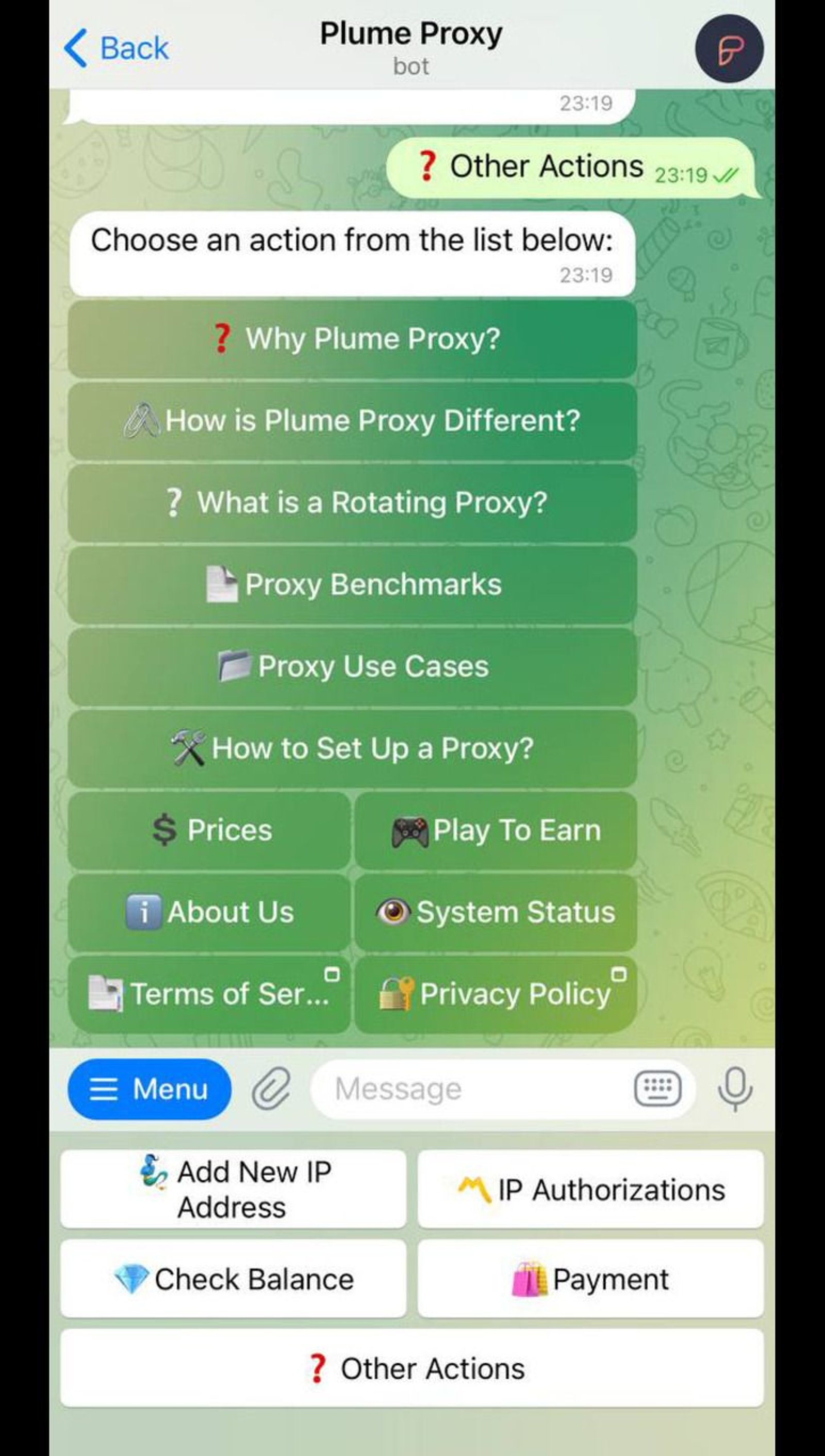 Plume Proxy в Телеграм — скриншот 4