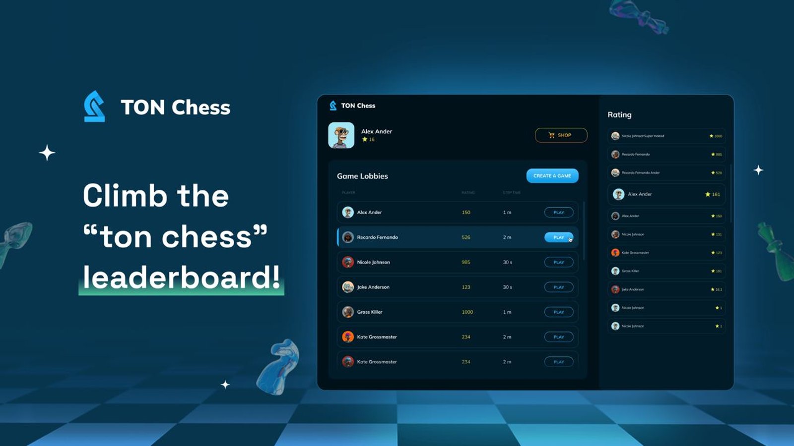 TON Chess в Телеграм — скриншот 3