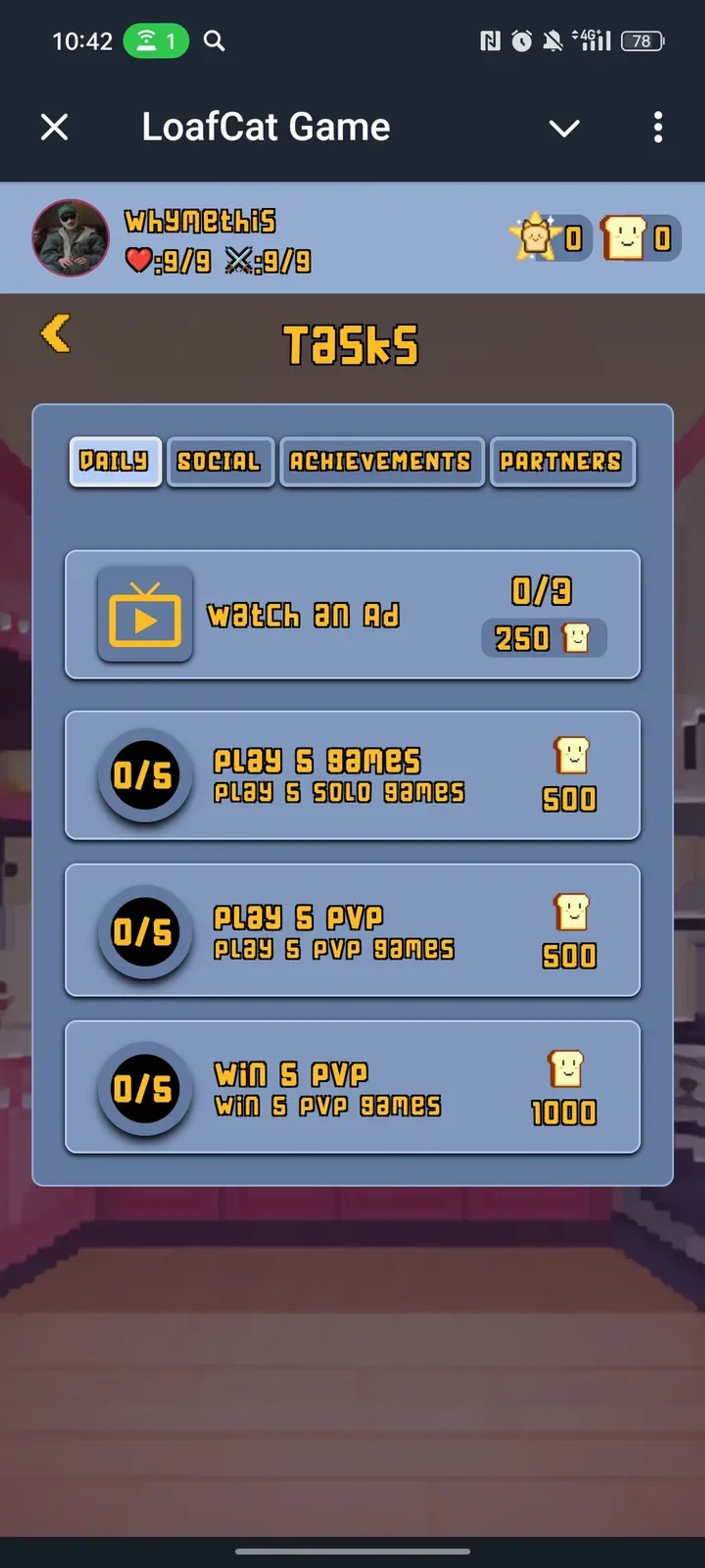 LoafCat Game в Телеграм — скриншот 2