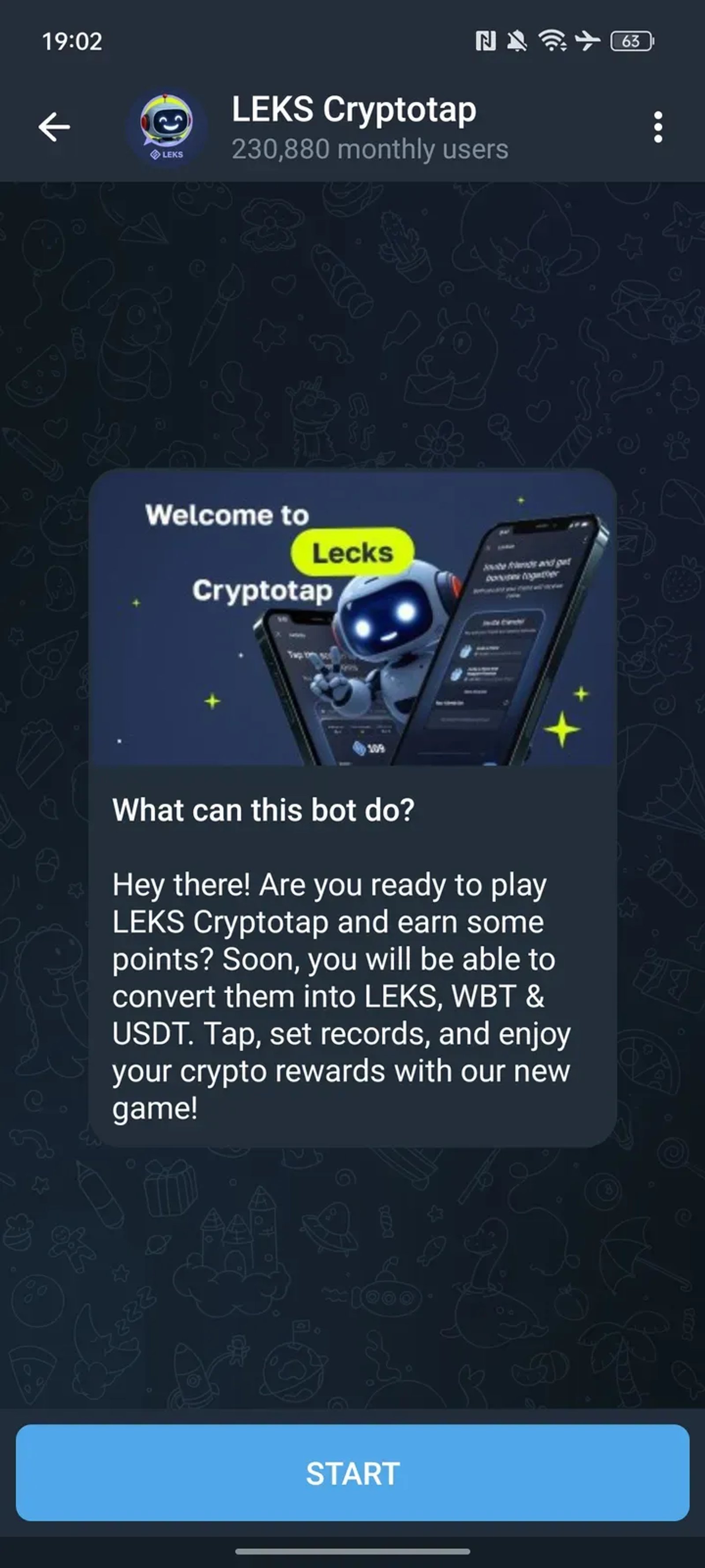 LEKS Cryptotap Telegram Screenshot 1