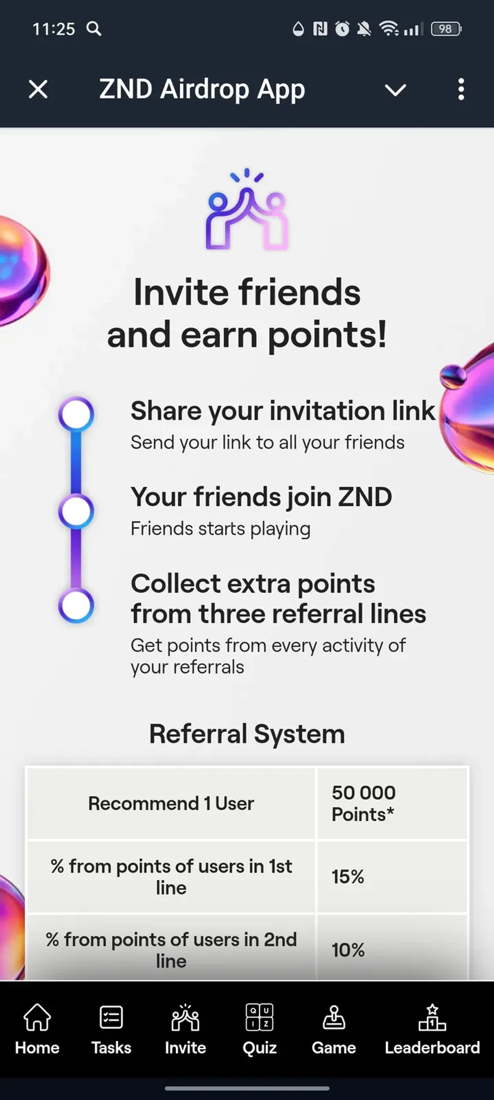 ZND Airdrop App в Телеграм — скриншот 3
