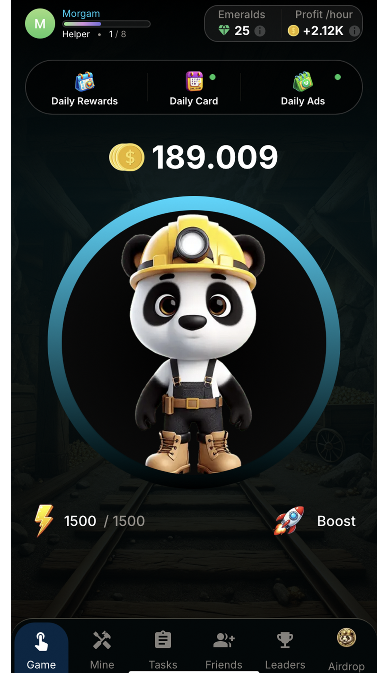Panda Gold Miner в Телеграм — скриншот 1