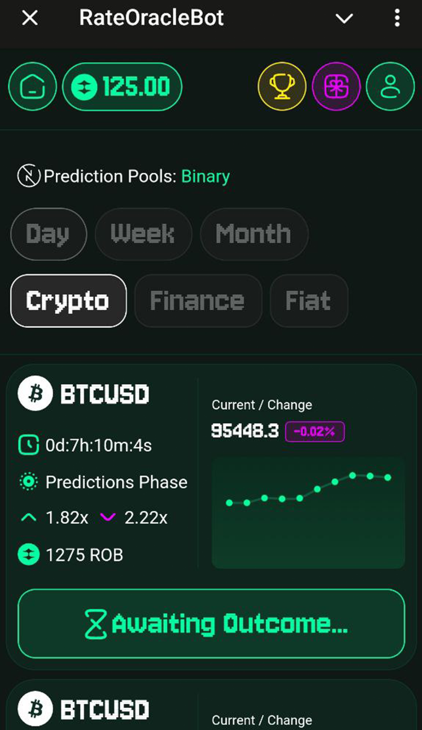 RateOracleBot в Телеграм — скриншот 1