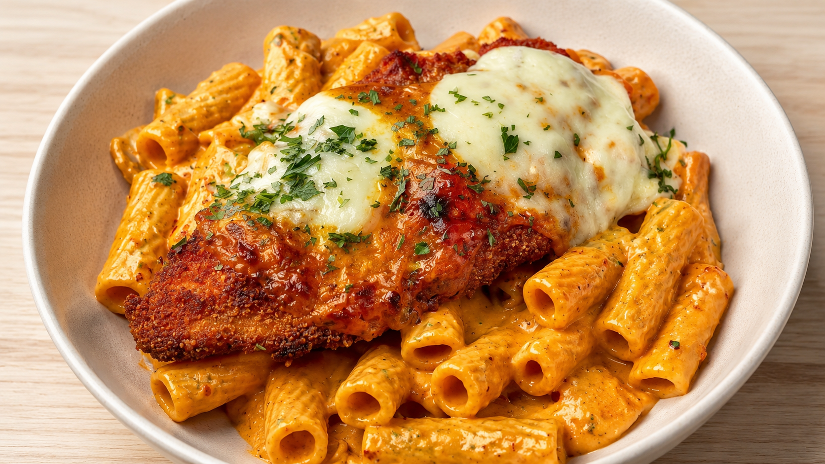 Chicken Parm with Spicy Rigatoni