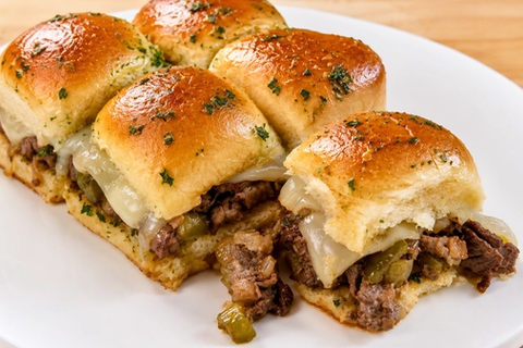 Garlic Butter Cheesesteak Sliders