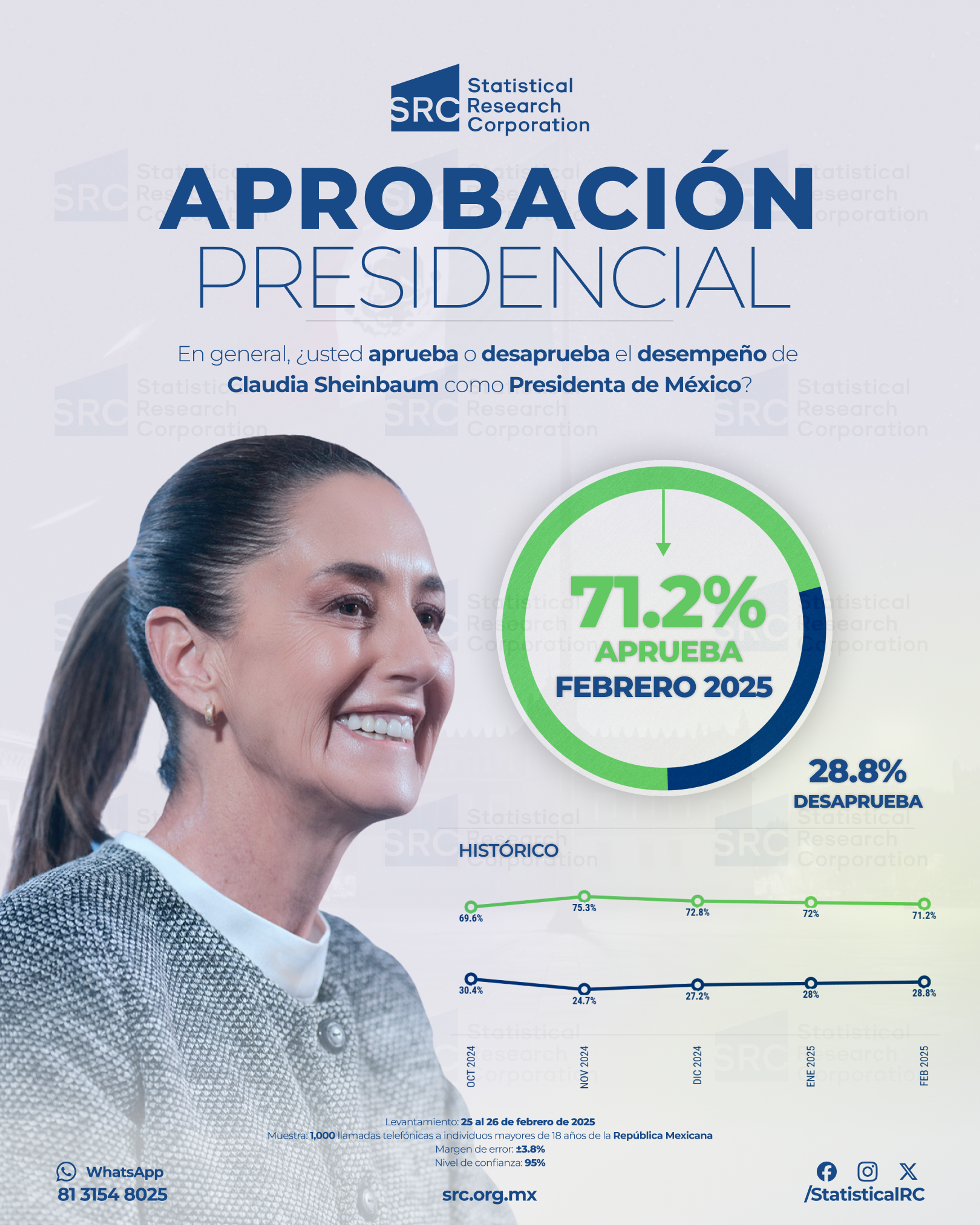 A woman with a ponytail smiling in front of a poster