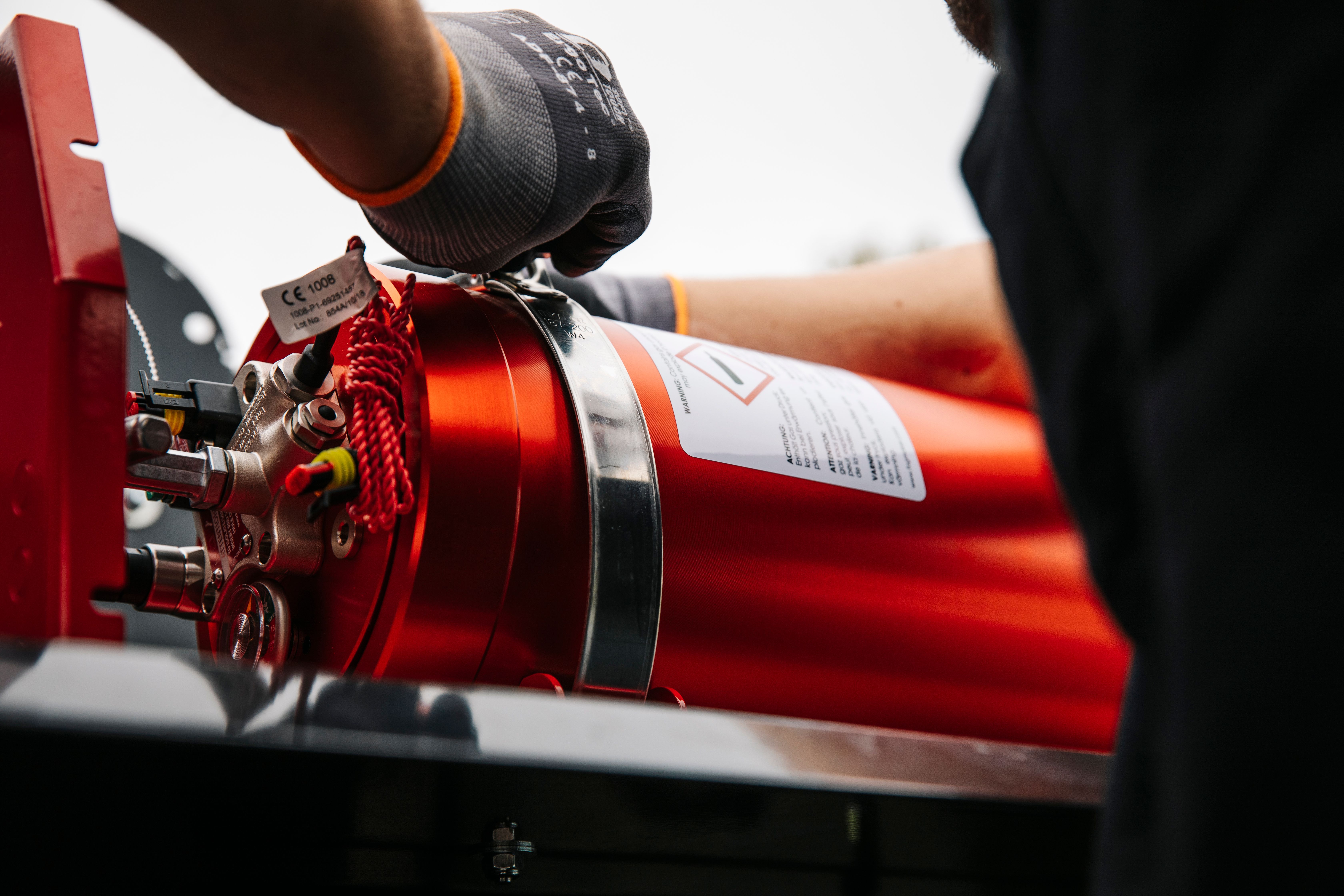 Minemo-branded fire extinguisher