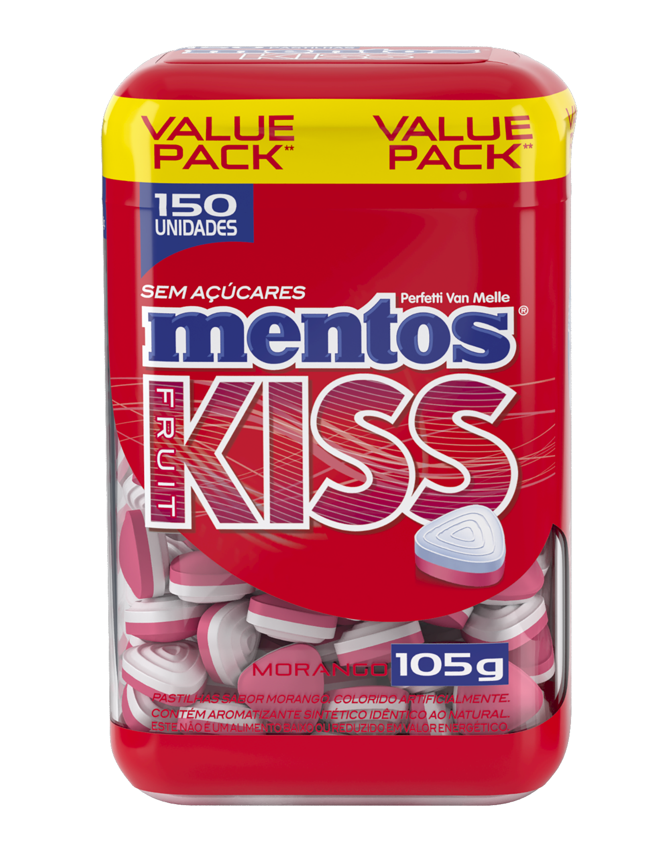 Mentos Kiss Morango Embalagem Econômica 