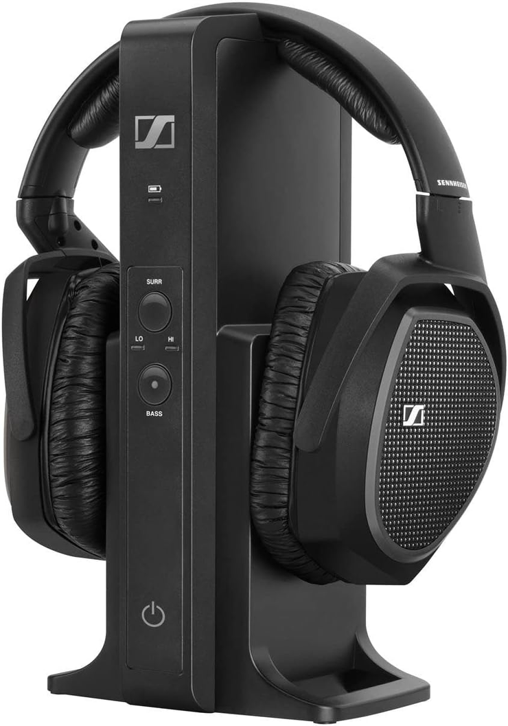 Sennheiser RS 175 wireless TV headphones with charging dock and adjustable surround sound for hearing aid users