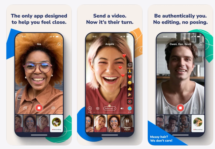 Marco Polo video message thread with a few short video clips from family members