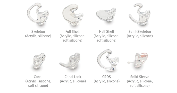 Types of earmolds. Source: Unitron Global.