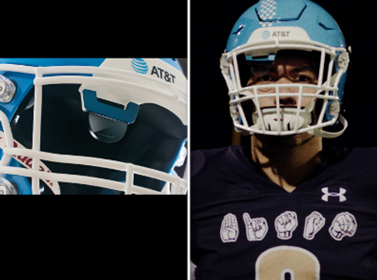 (AT&T's 5G-connected football helmet for deaf and hard-of-hearing football players.)