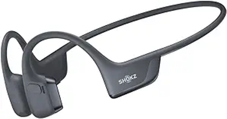 Black bone conduction headphones designed for open-ear listening, suitable for hearing aid users and accessible audio experiences