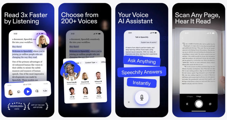 Text-to-speech iPhone app featuring AI voices, voice assistant, and page scanning in 2026
