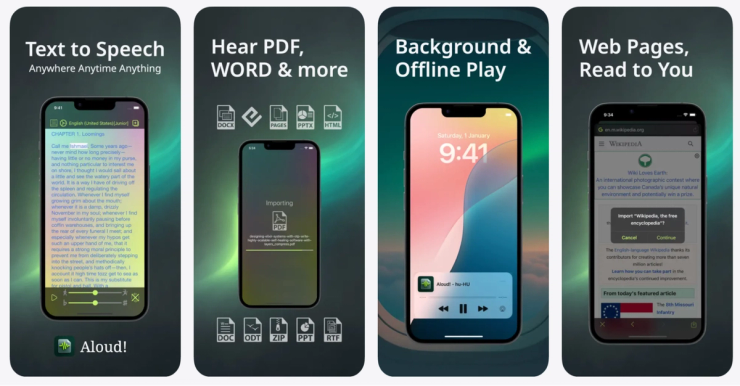 Text-to-speech iPhone app supporting PDF, Word, offline playback, and web page reading in 2026