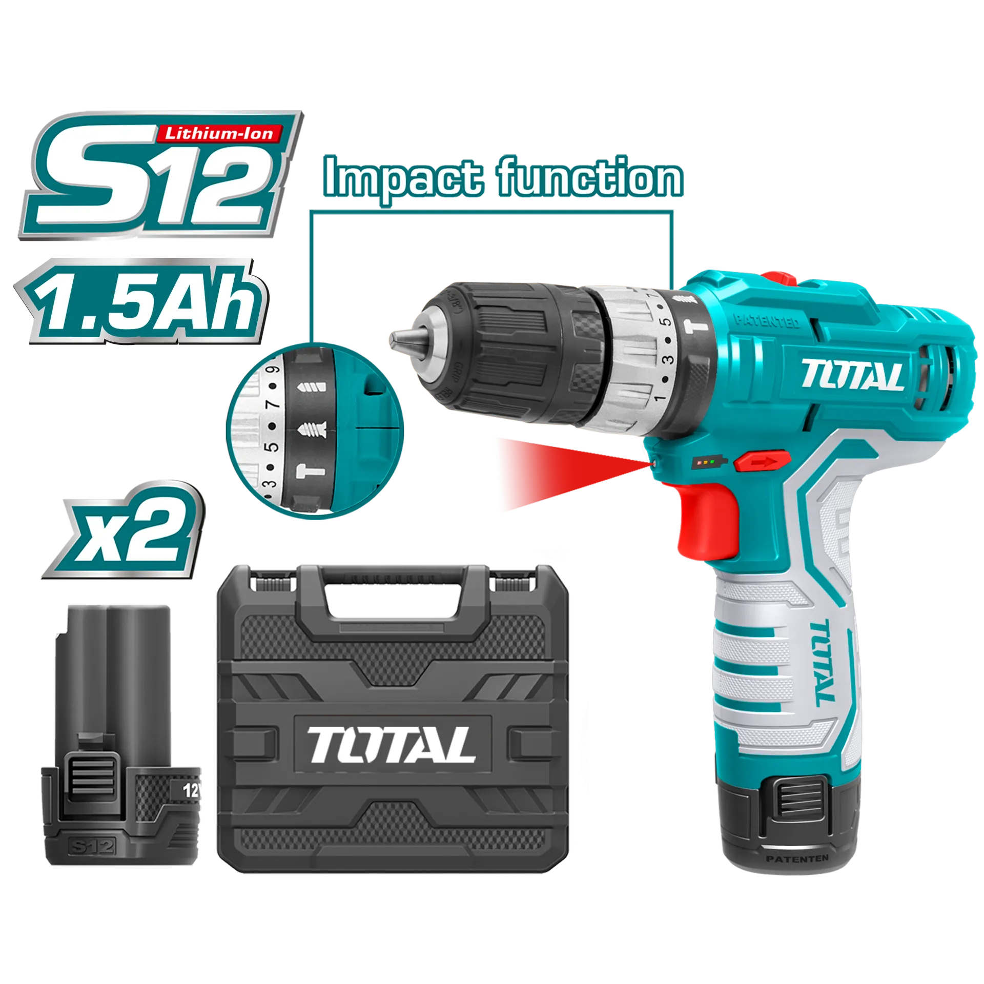Mbulesë 12V 2×1.5Ah TOTAL TIDLI1232