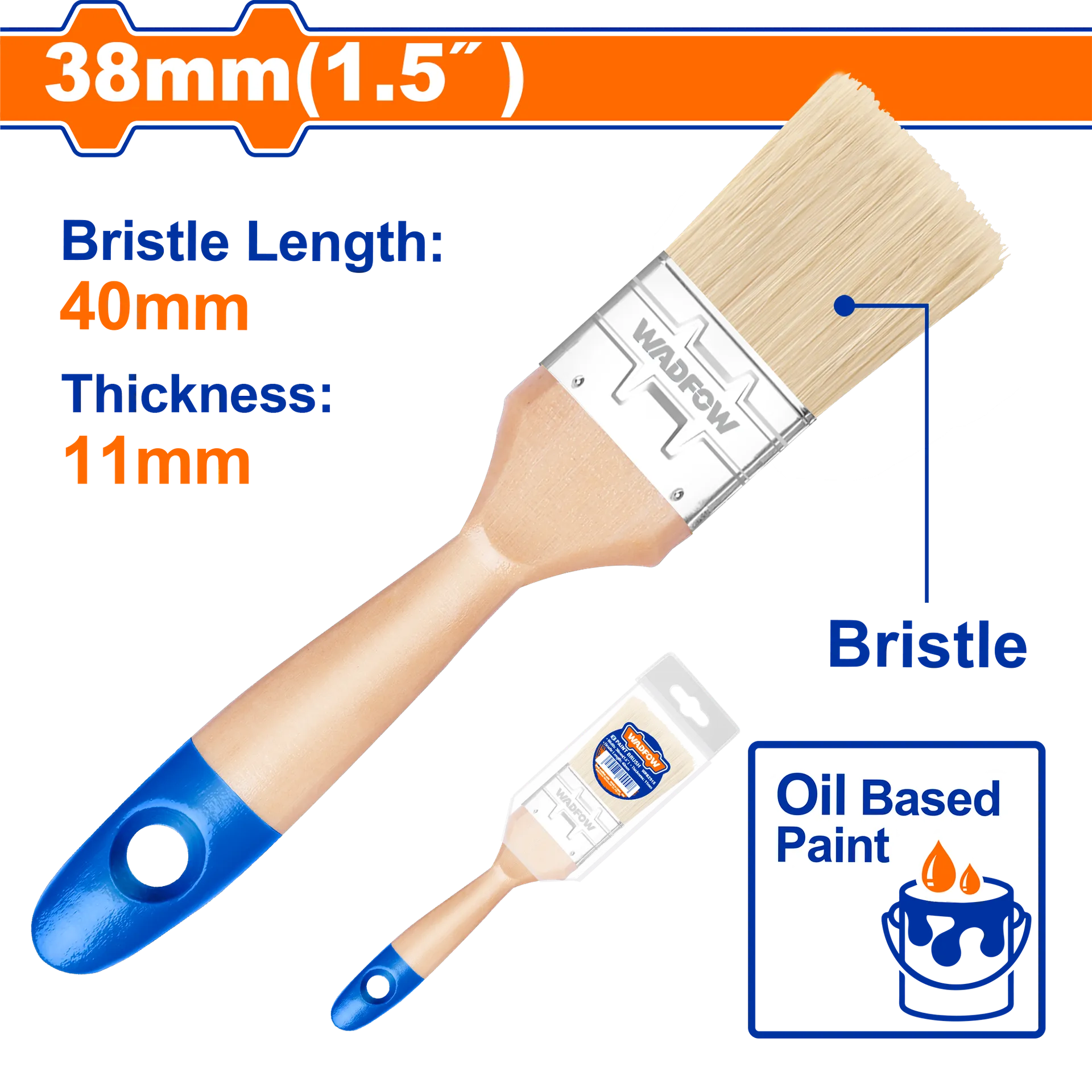 Pincël për bojitje dorezë druri 38mm WADFOW WPB2915