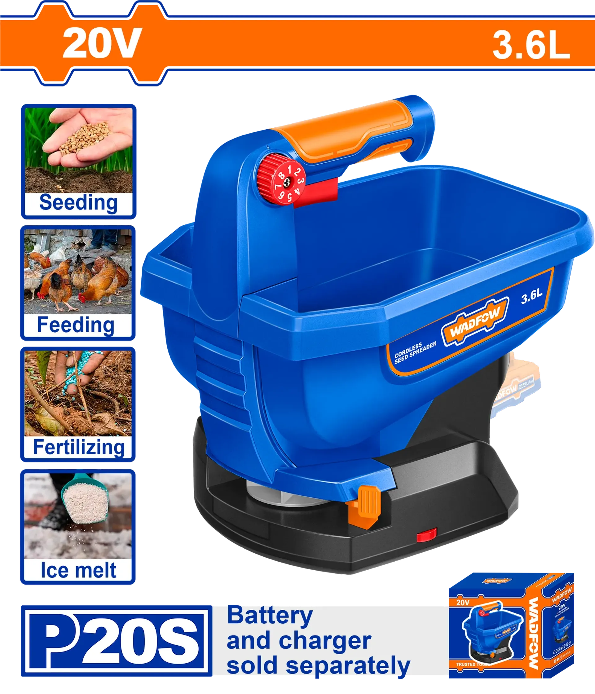 Spërthyes me bateri përملح dhe farëra 20V 3.6L WADFOW WLSS1520