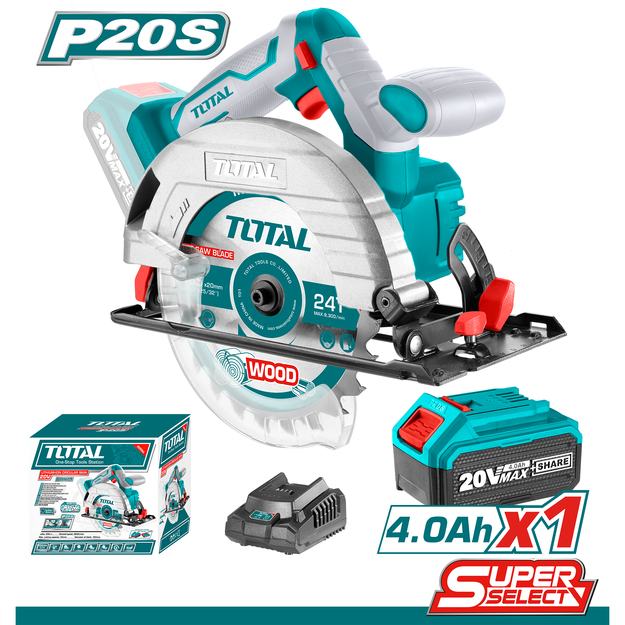 Sharrues rrethor dorazi 20V TOTAL 1×4.0Ah bateria F165 TSLI16511