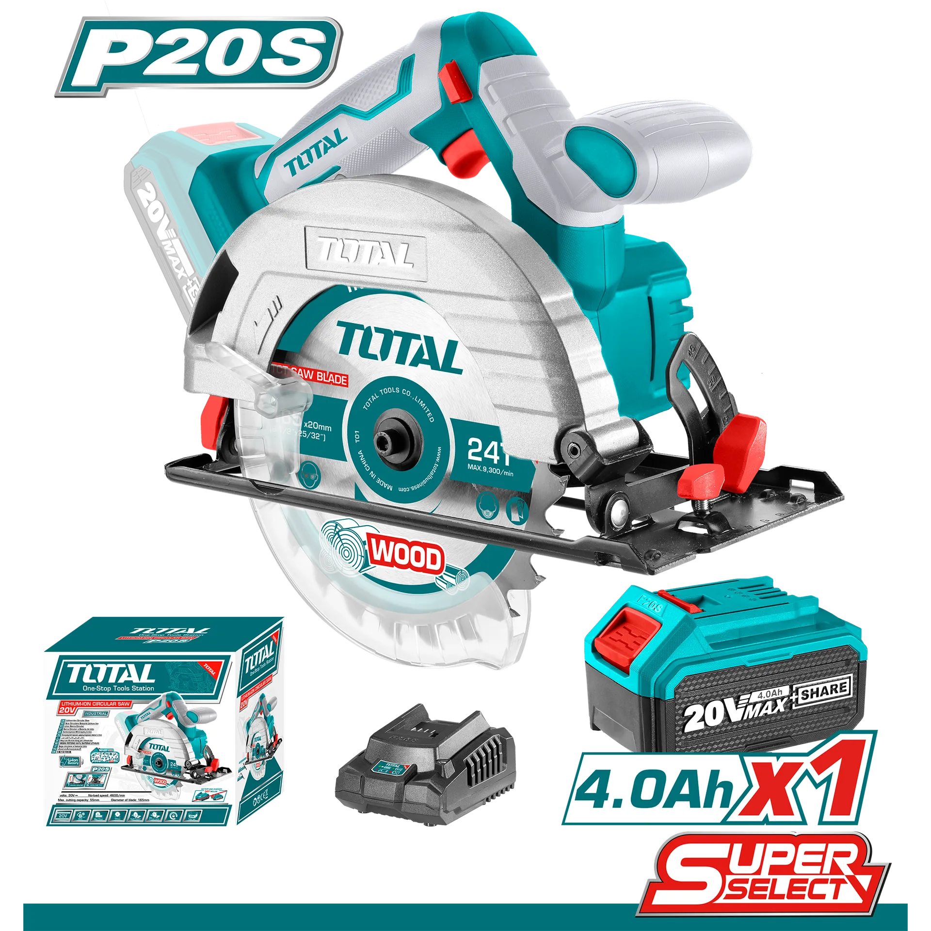 Sharrues rrethor dorazi 20V TOTAL 1×4.0Ah bateria F165 TSLI16511