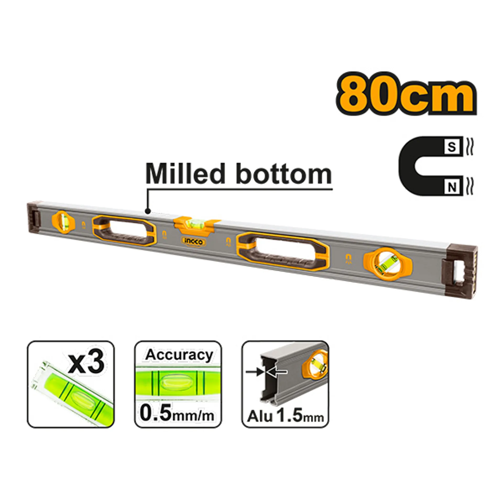 МАГНЕТНА ВОДЕНА ВАГА INGCO 80CM HSL38080M