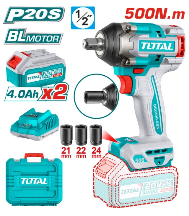 УДАРЕН ОДВРТУВАЧ TOTAL 500Nm 20V 2×4.0Ah TIWLI2050(M)