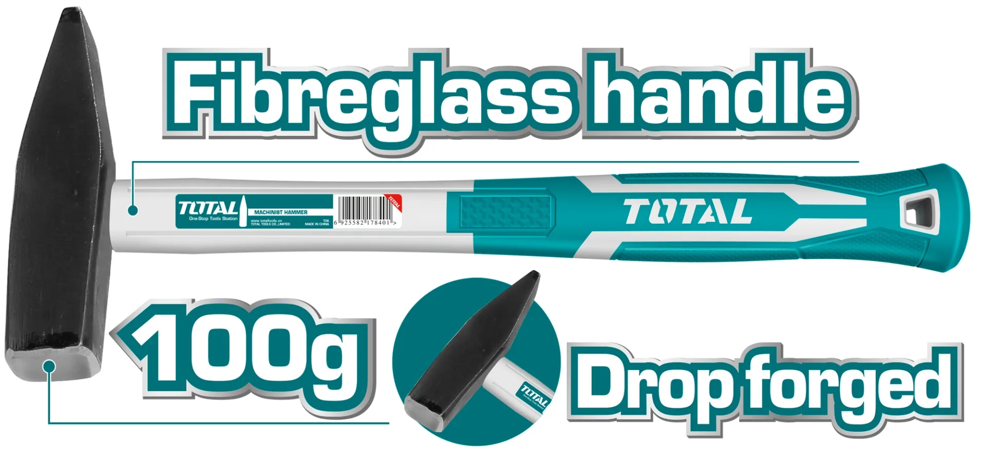 Çekiç 100GR dorezë fibër xhami TOTAL THT711006