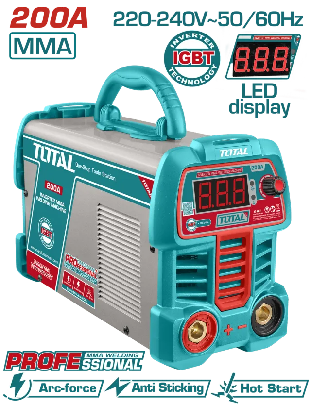 ИНВЕРТОР ЗА ЗАВАРУВАЊЕ TOTAL 200A СО ДИСПЛЕЈ TW220069