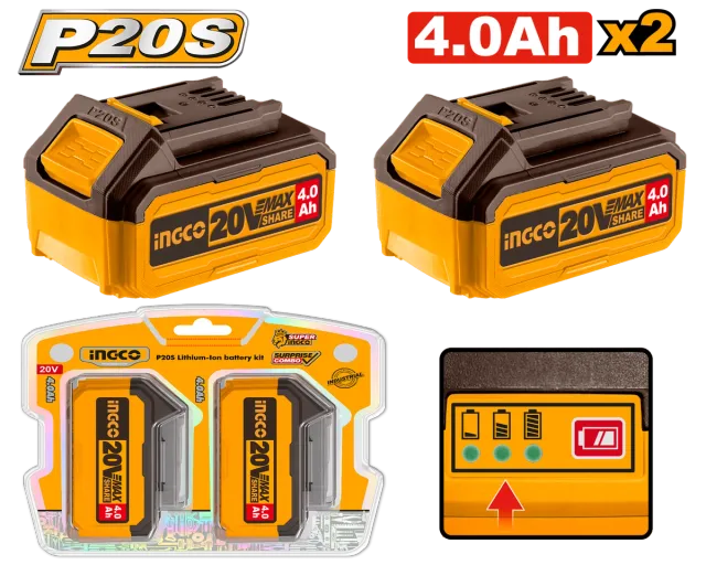 СЕТ БАТЕРИИ INGCO 2×4.0Ah – COSLI240312E