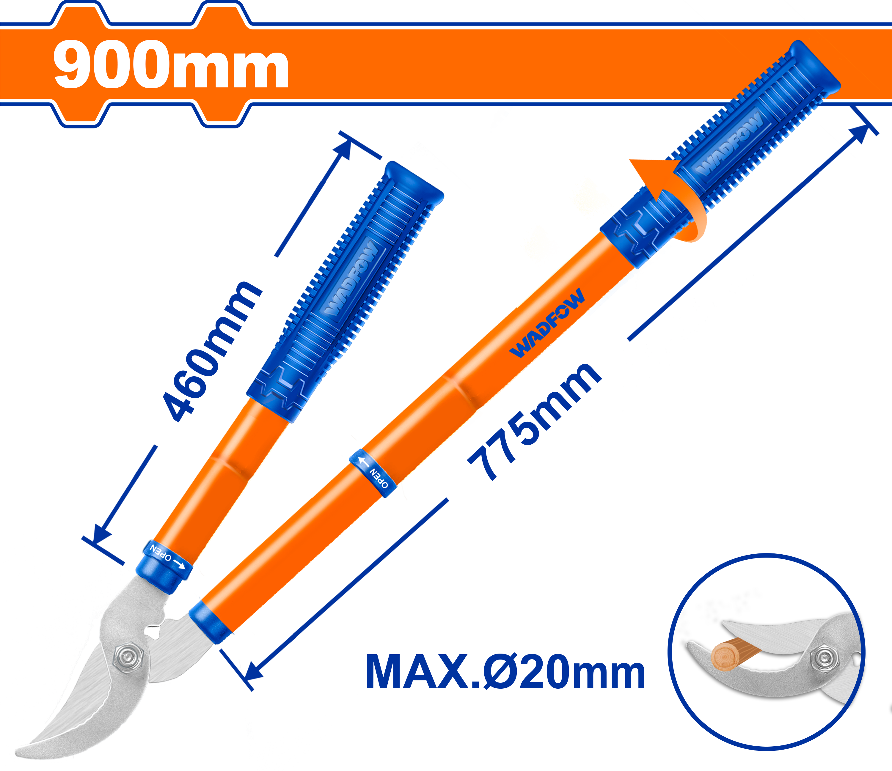 ТЕЛЕСКОПСКИ НОЖИЦИ ЗА КРОЕЊЕ 900mm 20mm WADFOW WPR1E79