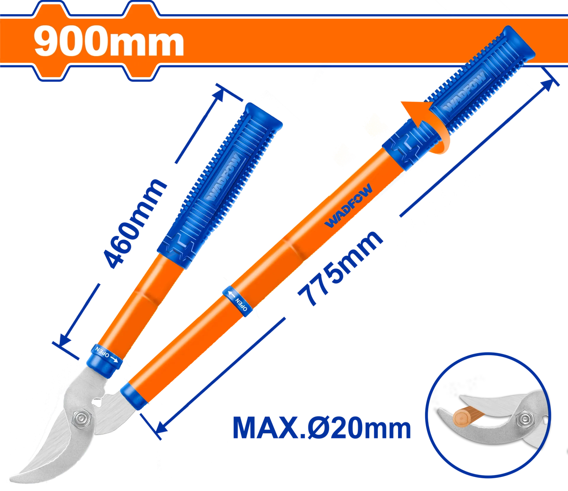 ТЕЛЕСКОПСКИ НОЖИЦИ ЗА КРОЕЊЕ 900mm 20mm WADFOW WPR1E79