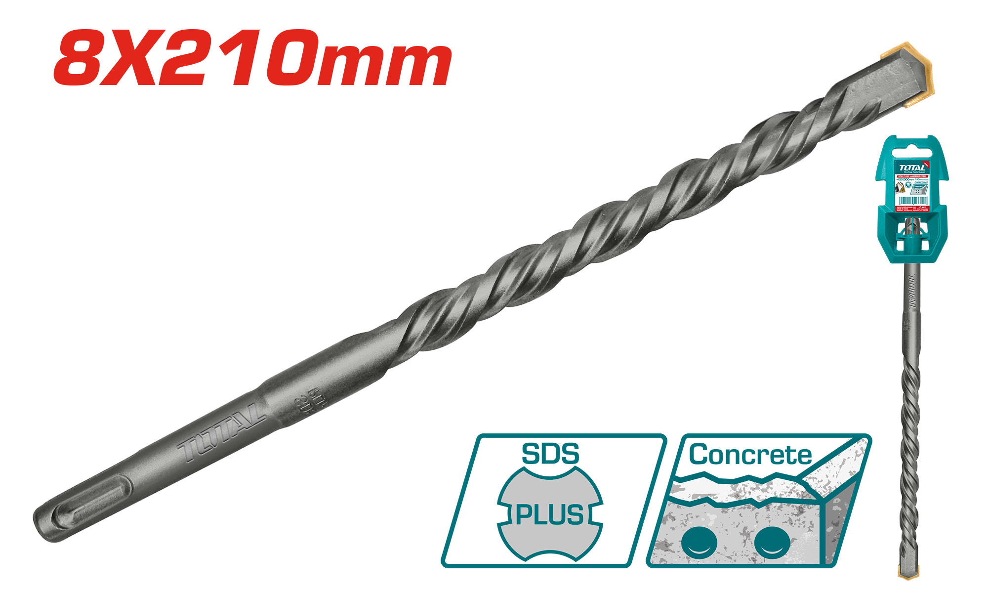 Shpuese për beton SDS+ 8x210mm TOTAL TAC310803