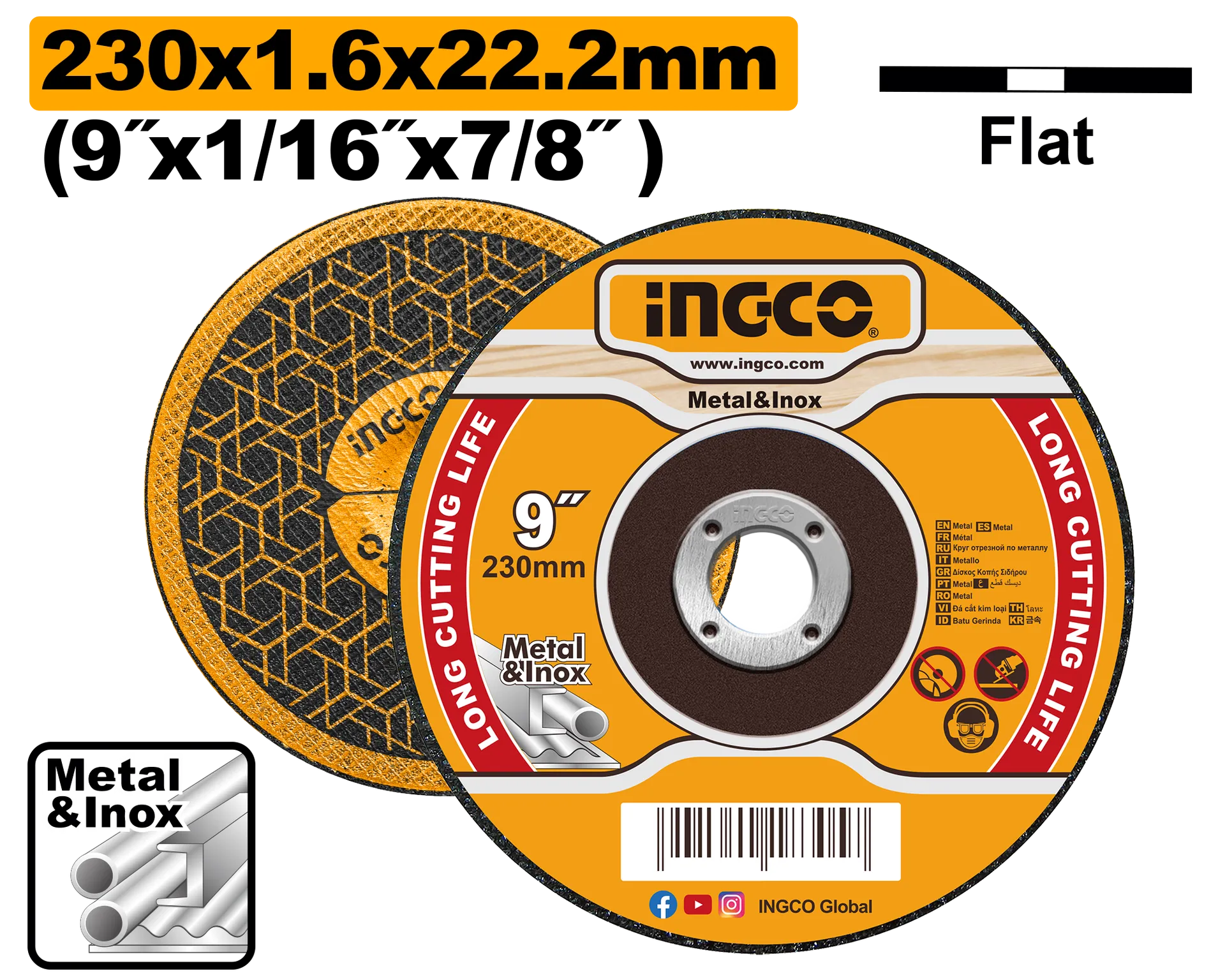 INGCO guri për grirje 230×1.6 për metal MCD162301