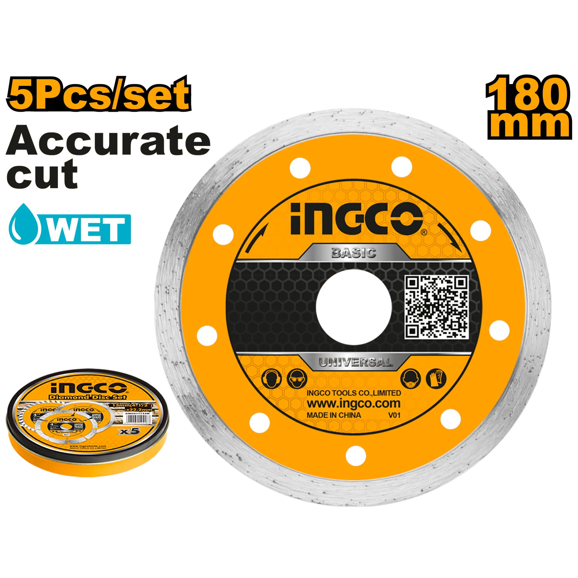 Disk diamant për pllaka 180mm accurate cut INGCO DMD021802M