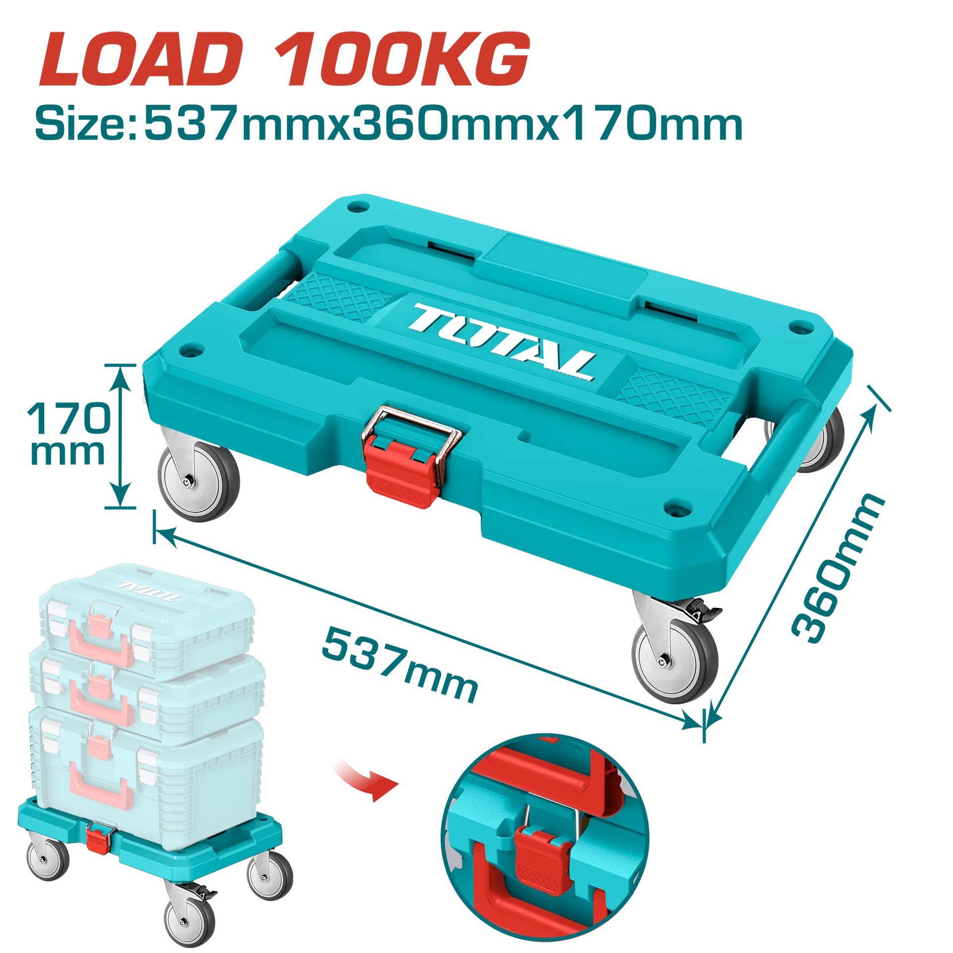 Kutia per mjete stackable me rrotat 100KG TOTAL THTWB61001