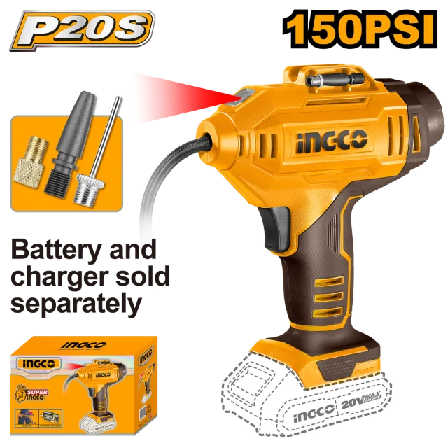 БАТЕРИСКИ МАЛ КОМПРЕСОР 165PSI 20V СОЛО БЕЗ БАТЕРИИ – INGCO CACLI2018