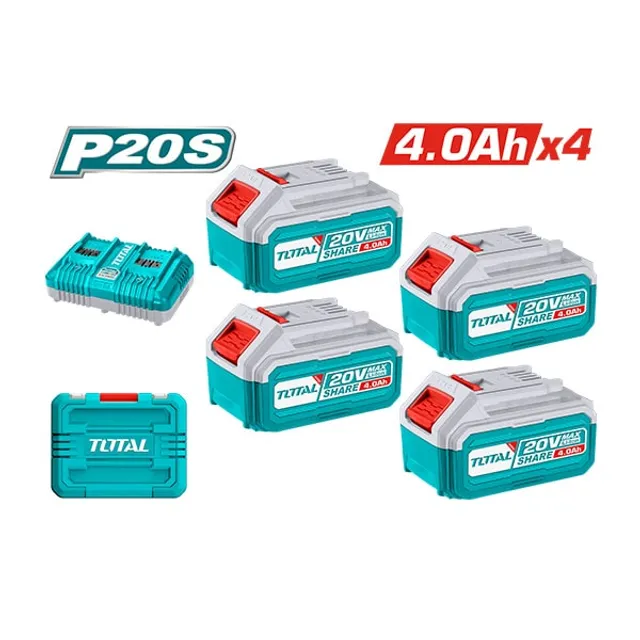 БАТЕРИИ TOTAL 20V 4×4.0Ah СО ПОЛНАЧ TFBCLI20244