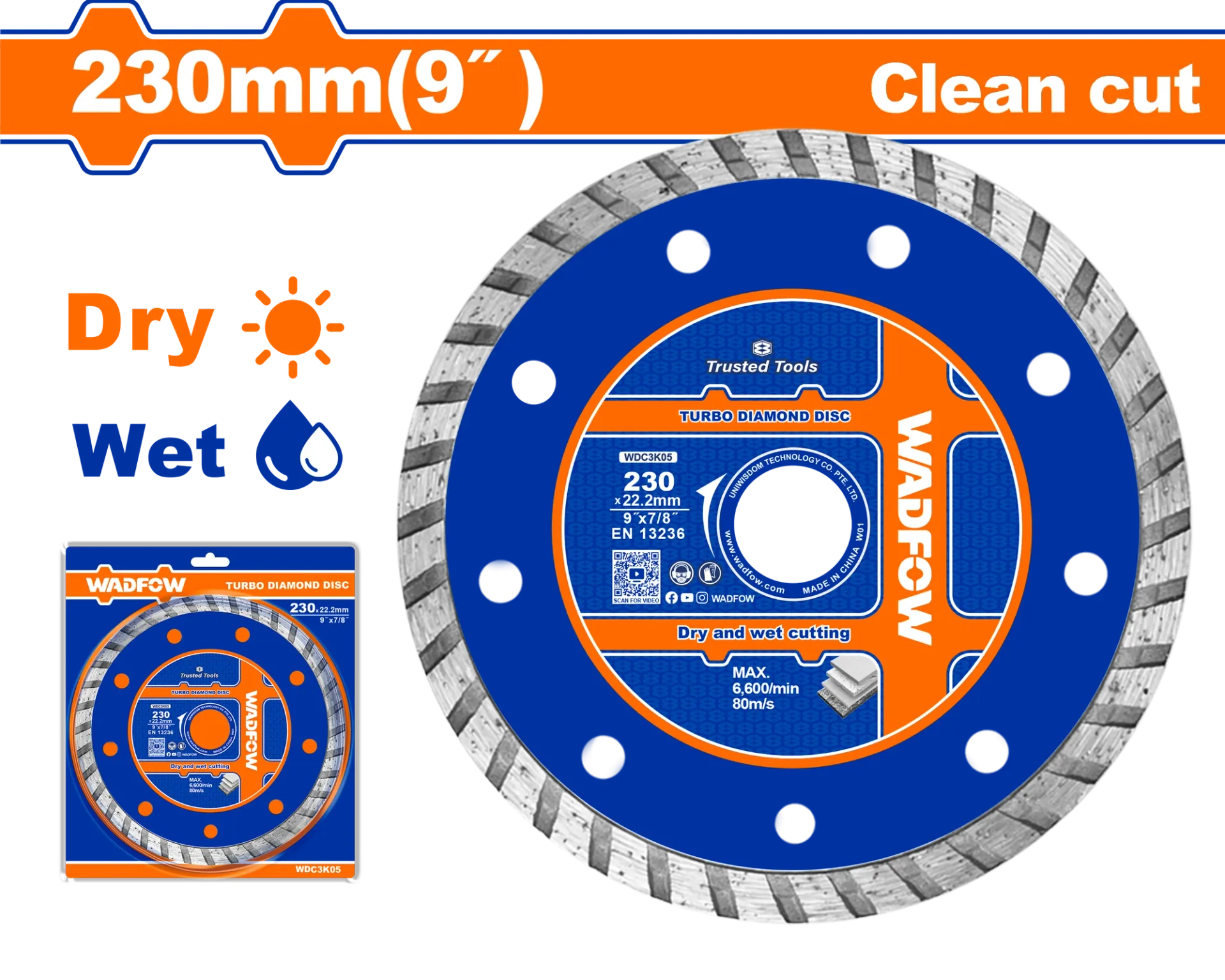 ДИЈАМАНТСКИ ДИСК 230mm CLEAN CUT WADFOW WDC3K05
