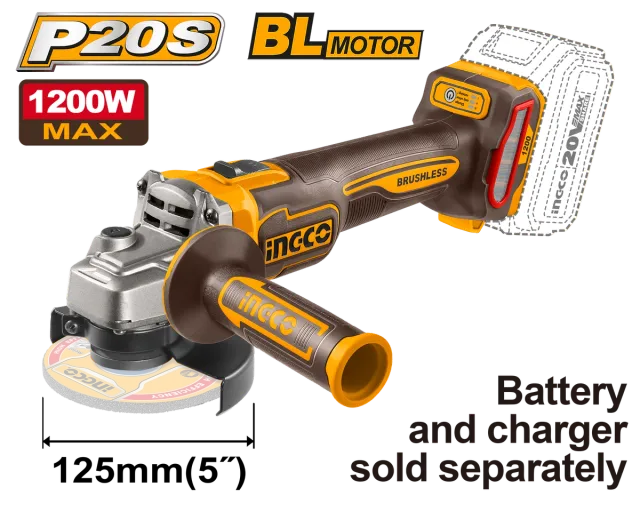 АГОЛНА БРУСИЛКА 20V СОЛО БЕЗ БАТЕРИИ 1200W BL INGCO CAGLI221253