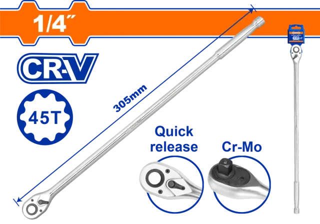 Çelës ratchet i gjatë 305mm 1/4″ 45T WADFOW WRW7214