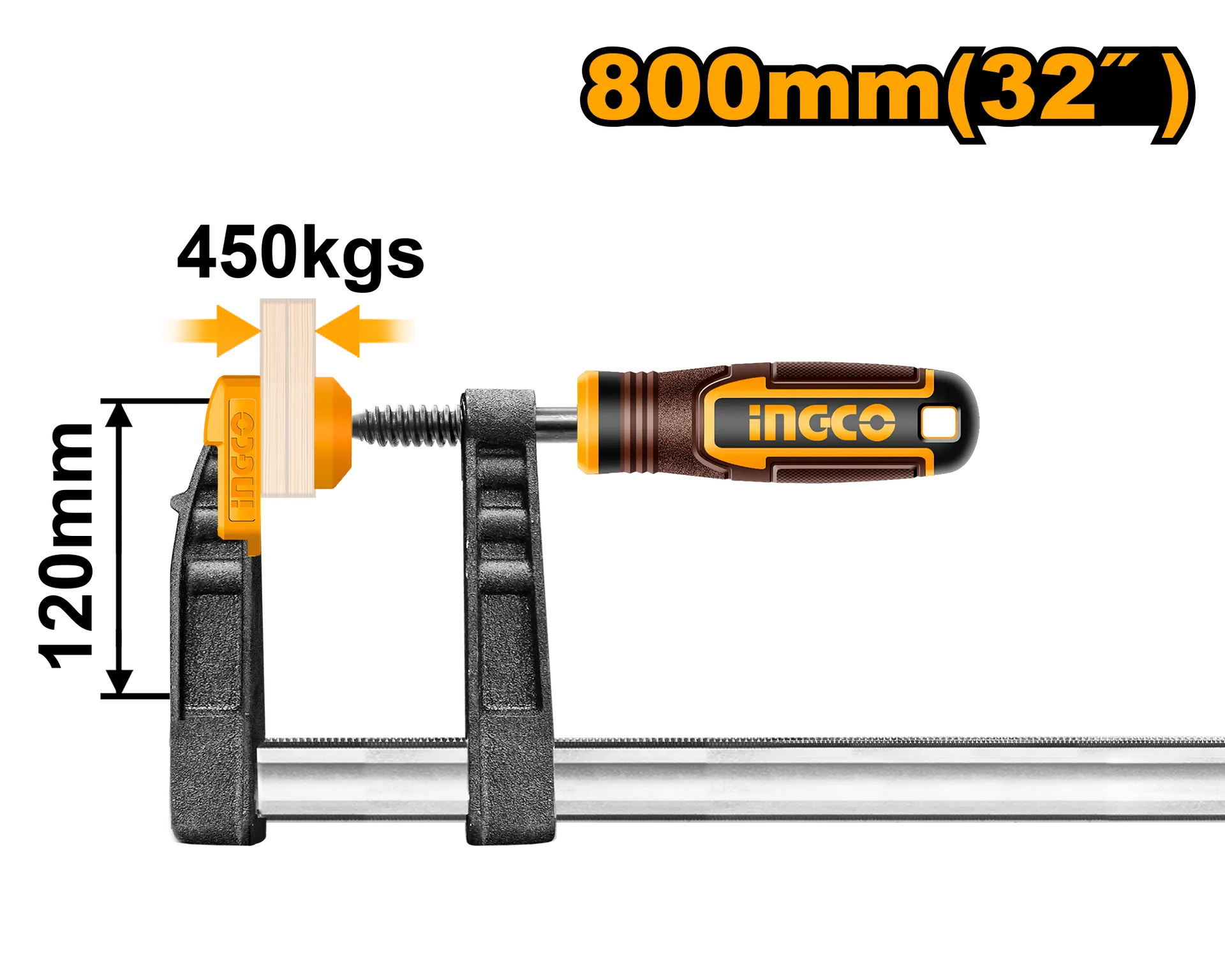 СТОЛАРСКА СТЕГА МЕТАЛНА Тип F 120X800mm INGCO HFC021203