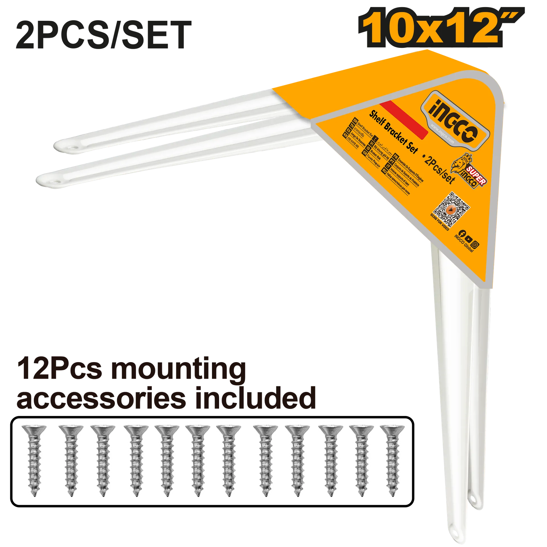 Vinçla e bardhë 25x30mm set 2/1 për raftet INGCO HSB11012