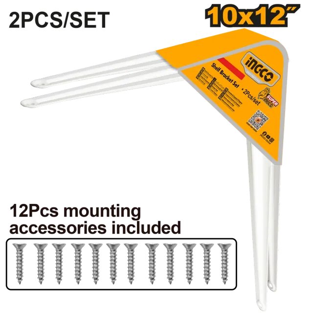 ВИНКЛА БЕЛА 25x30mm СЕТ 2/1 ЗА ПОЛИЦИ И РАФТОВИ INGCO HSB11012