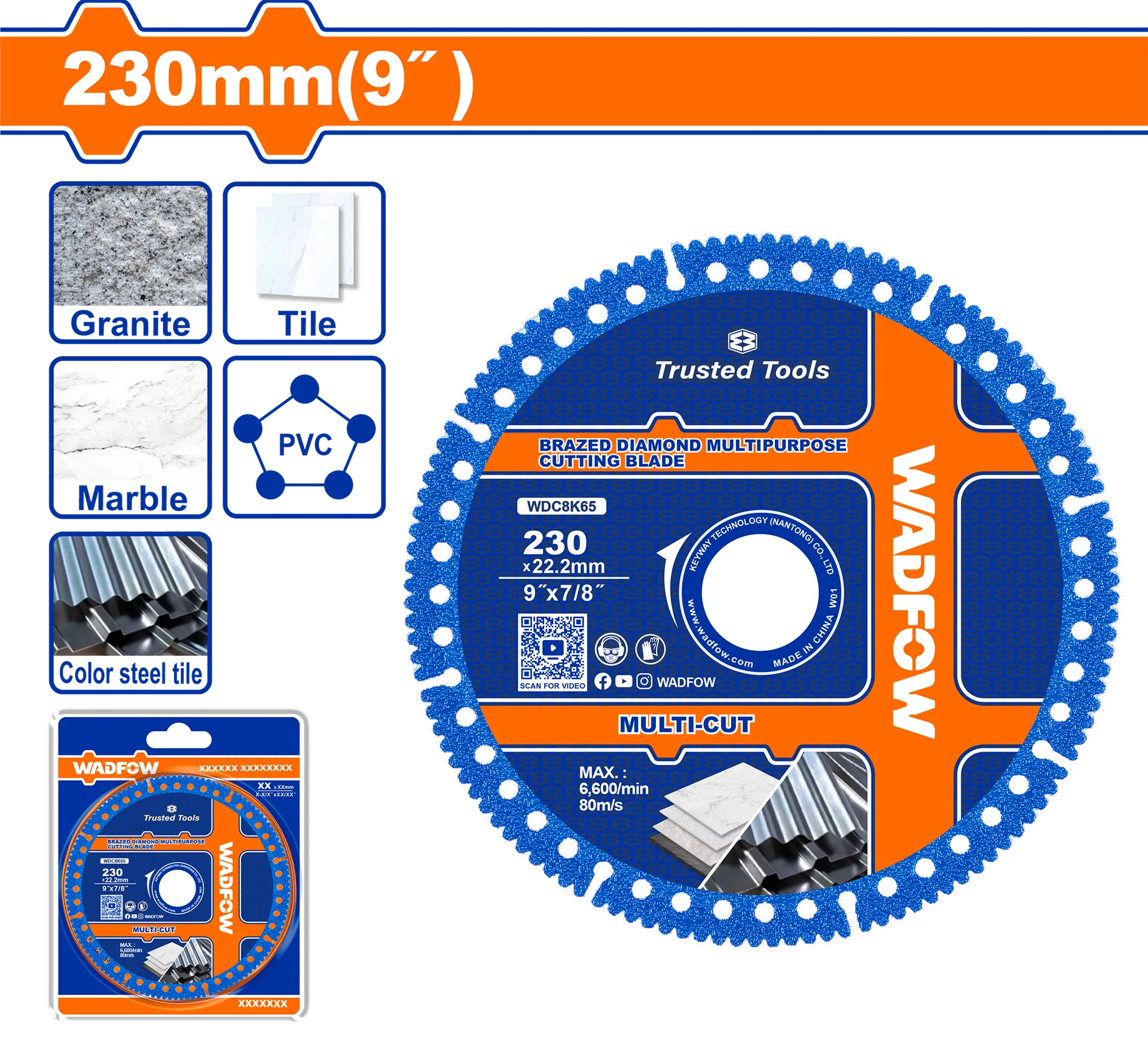 Disku diamanti 230mm universal WADFOW WDC8K65