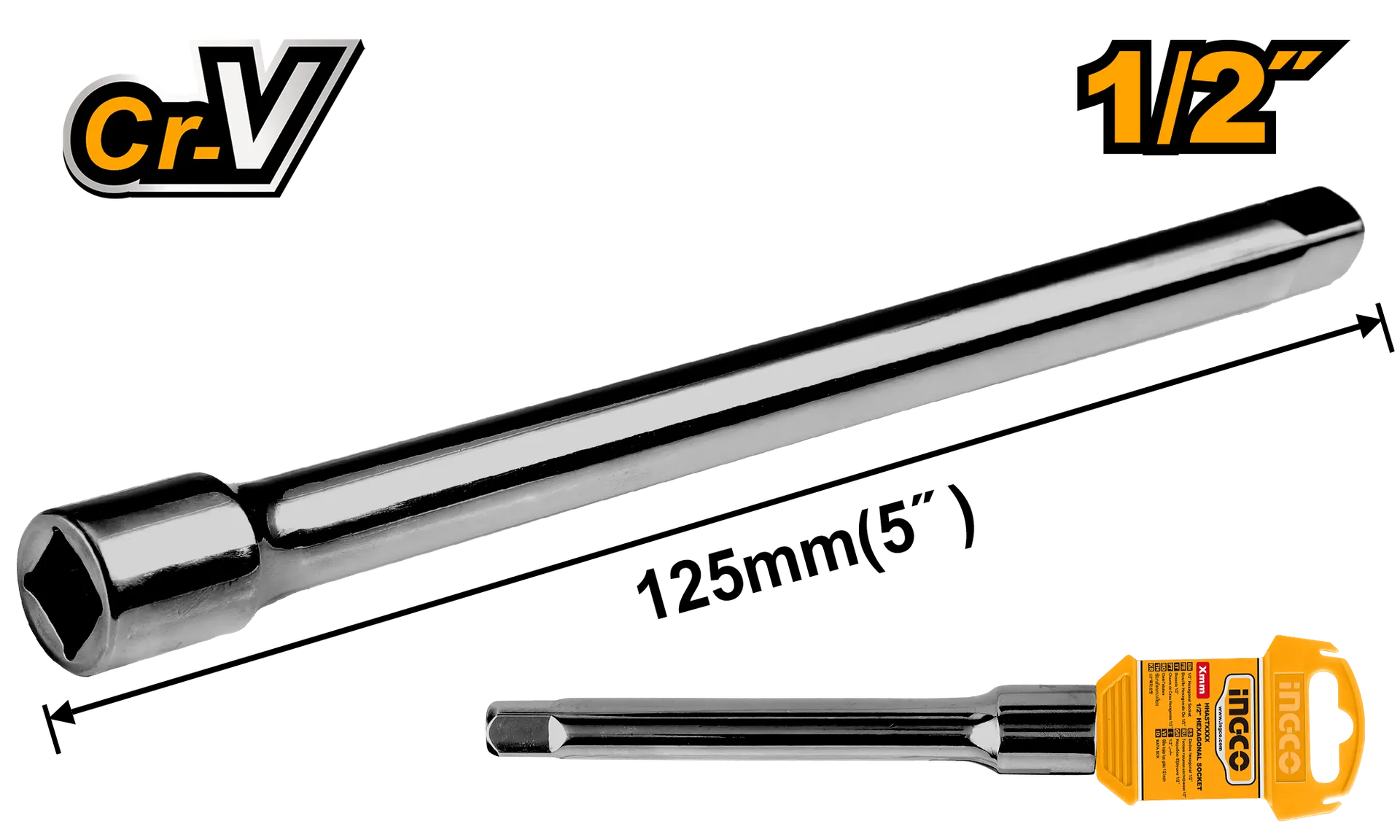 Lidhës zgjatim për çelësin 1/2 125mm INGCO HEB12051