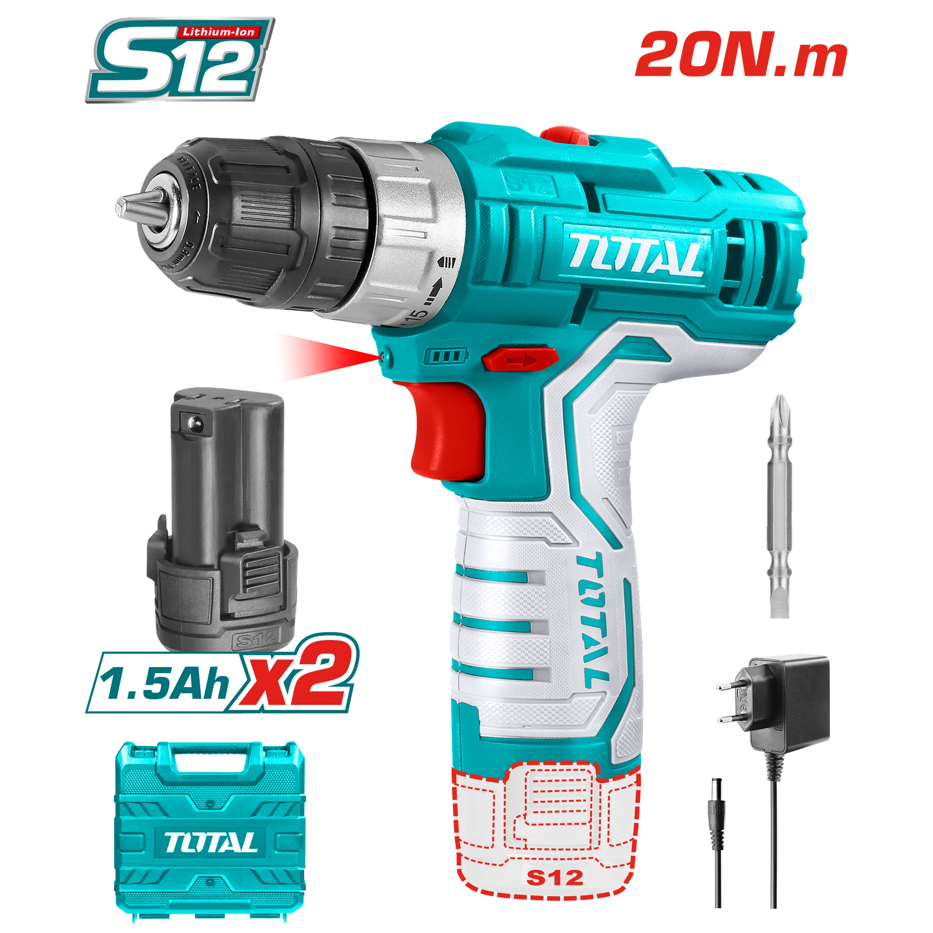 Shpuese 12V 2×1.5Ah TOTAL TDLI1232E