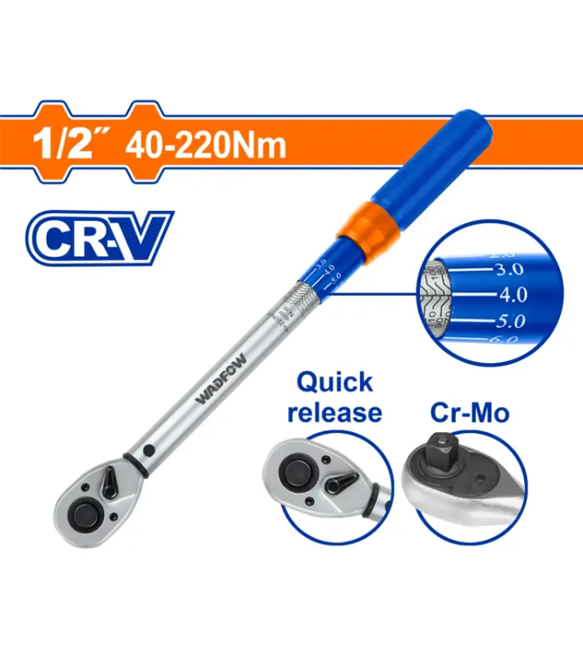 Çelës momenti 1/2″ 40-220Nm WADFOW WWQ1D12